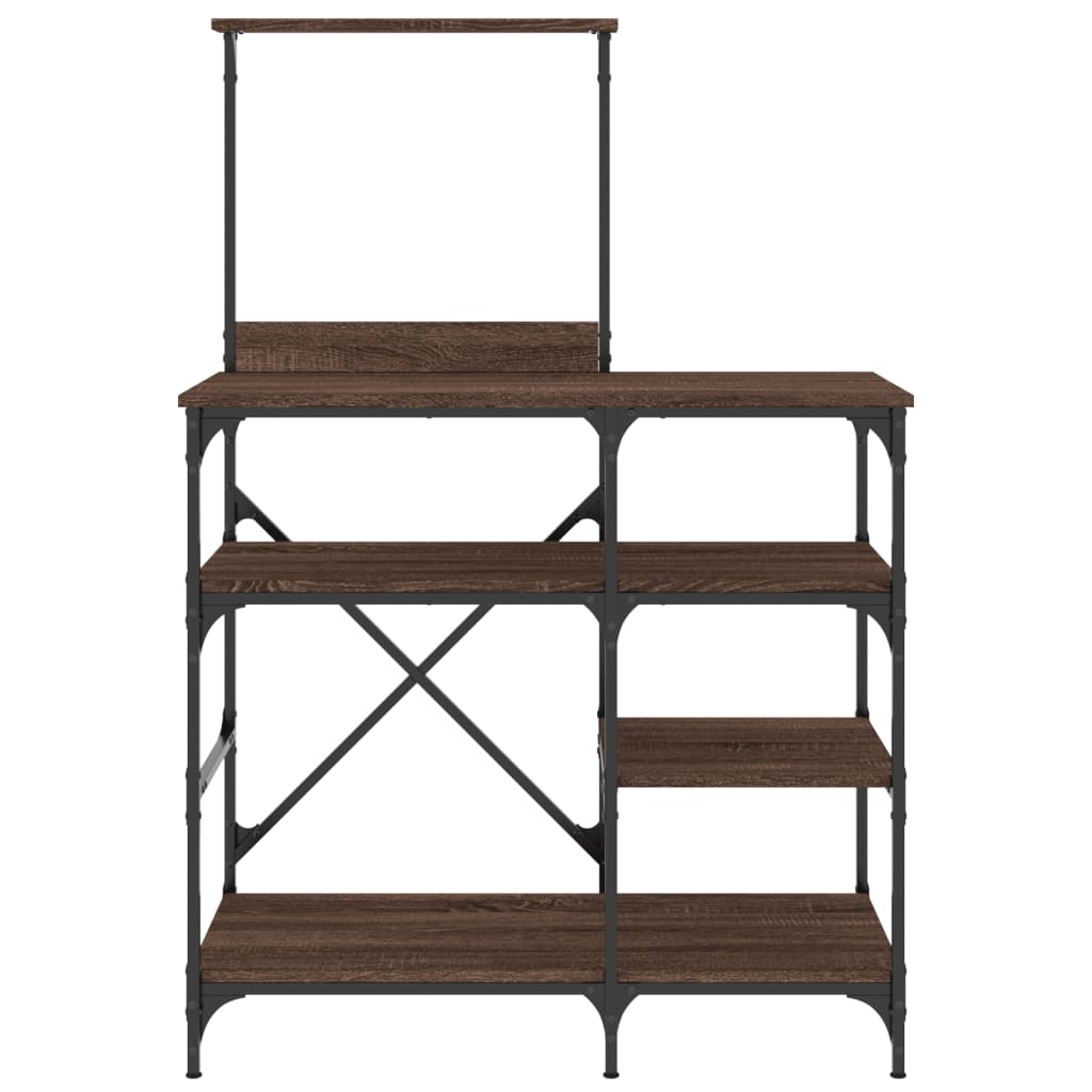 Baker's Rack Brown Oak 90x40x132 cm Engineered Wood and Metal
