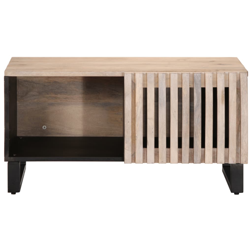 Coffee Table White 80x51x40 cm Solid Wood Mango