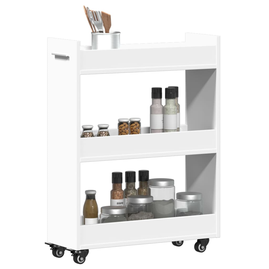 Cabinet with Wheels White 60x22x79 cm Engineered Wood