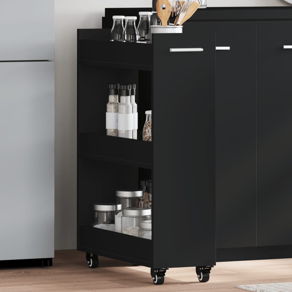 Cabinet with Wheels Black 60x22x79 cm Engineered Wood