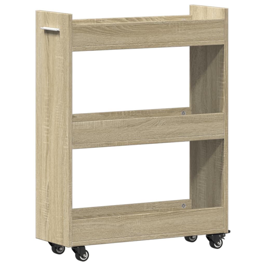 Cabinet with Wheels Sonoma Oak 60x22x79 cm Engineered Wood