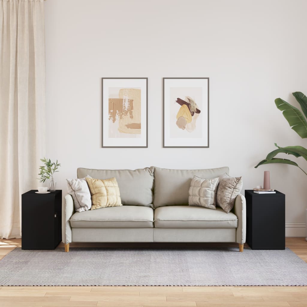 Side Tables 2 pcs Black 50x30x50 cm Engineered Wood