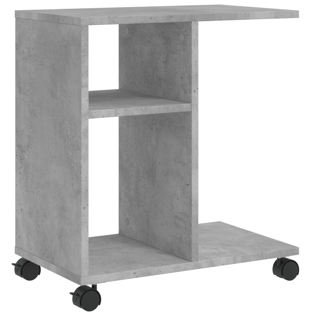 Side Table with Wheels Concrete Grey 50x30x55 cm Engineered Wood
