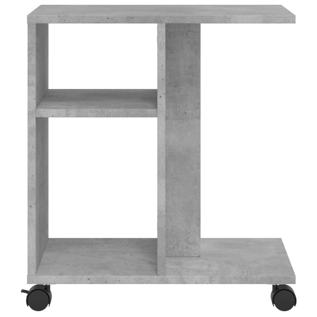 Side Table with Wheels Concrete Grey 50x30x55 cm Engineered Wood