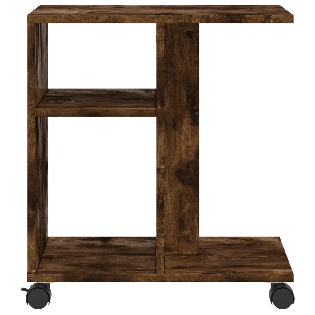 Side Table with Wheels Smoked Oak 50x30x55 cm Engineered Wood