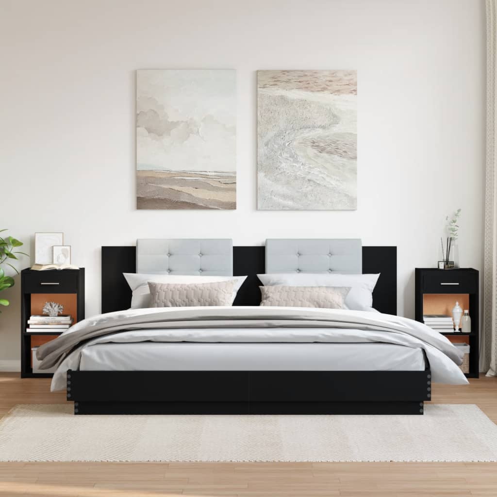 Bedside Cabinets 2 pcs Black 35x34x65 cm Engineered Wood