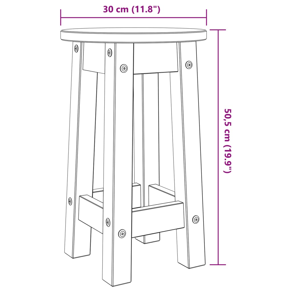 Bar Stools 2 pcs Solid Wood Pine