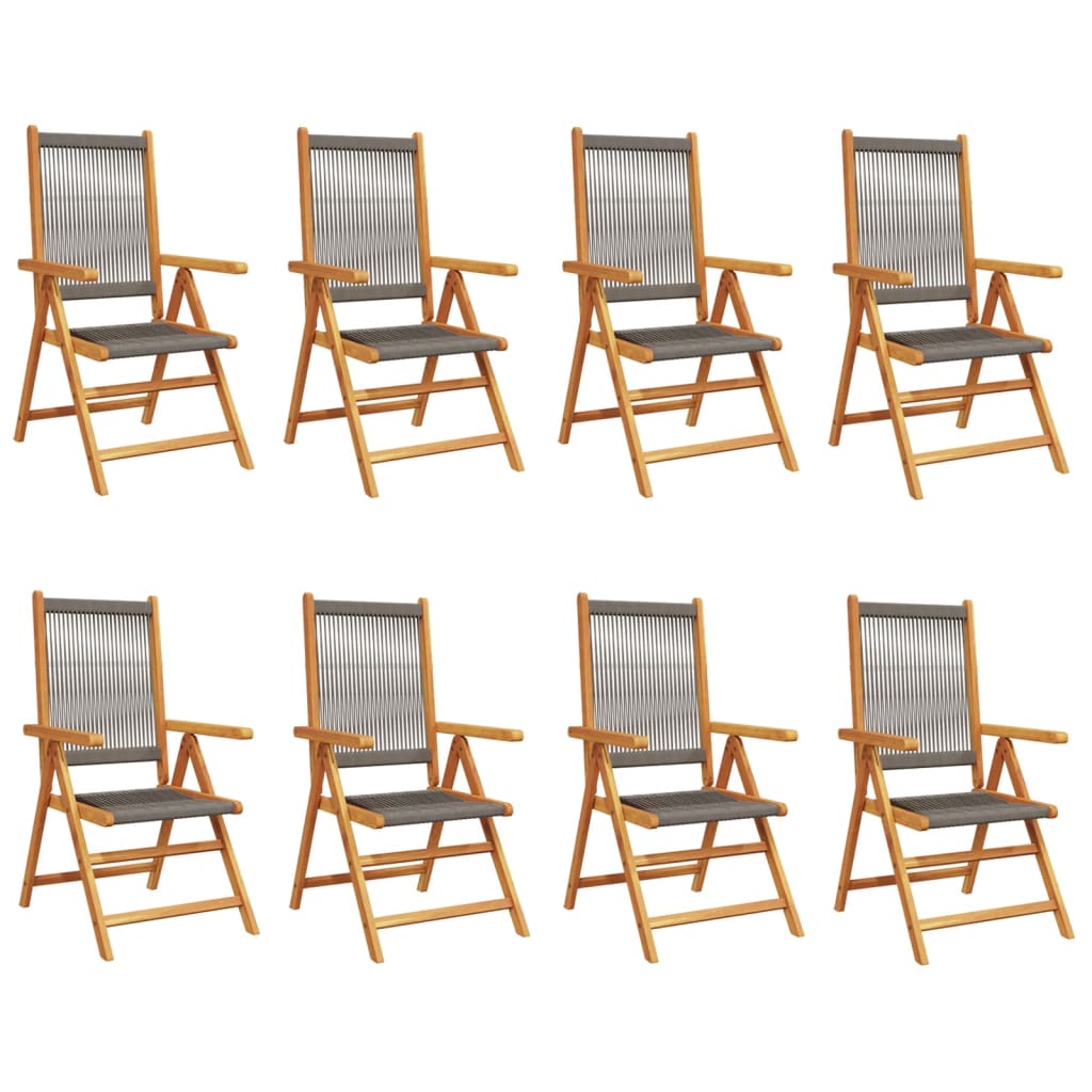 Reclining Garden Chairs 8 pcs Grey Solid Wood Acacia
