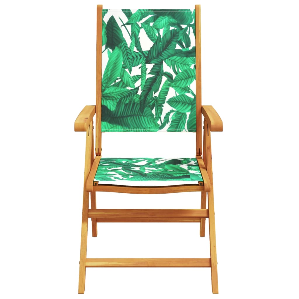 Reclining Garden Chairs 8 pcs Green Fabric and Solid Wood