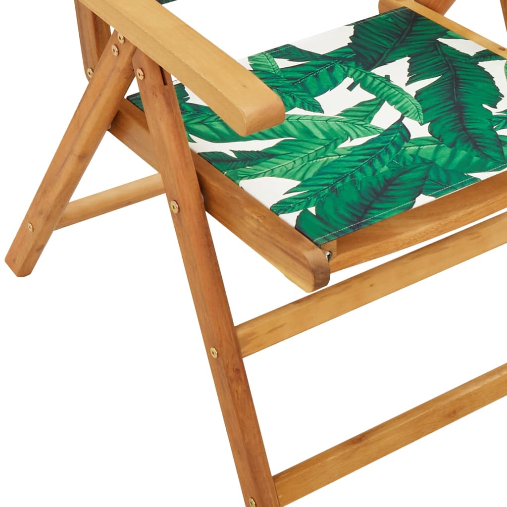Reclining Garden Chairs 8 pcs Green Fabric and Solid Wood