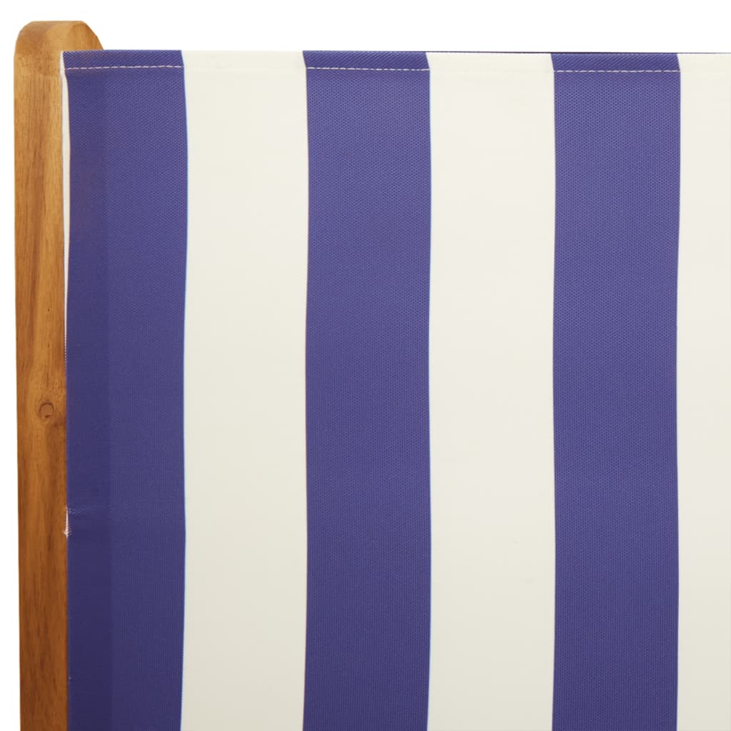 Reclining Garden Chairs 8 pcs Blue and White Fabric and Solid Wood