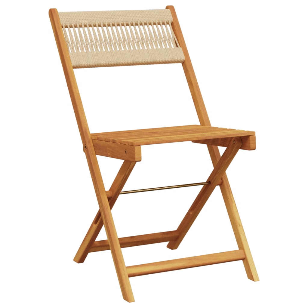 Folding Garden Chairs 8 pcs Beige Solid Wood Acacia