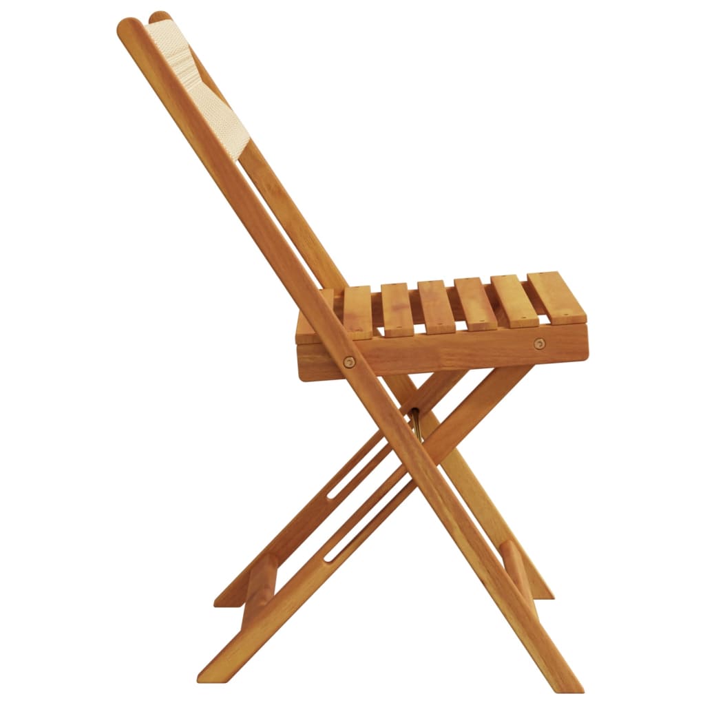 Folding Garden Chairs 8 pcs Beige Solid Wood Acacia