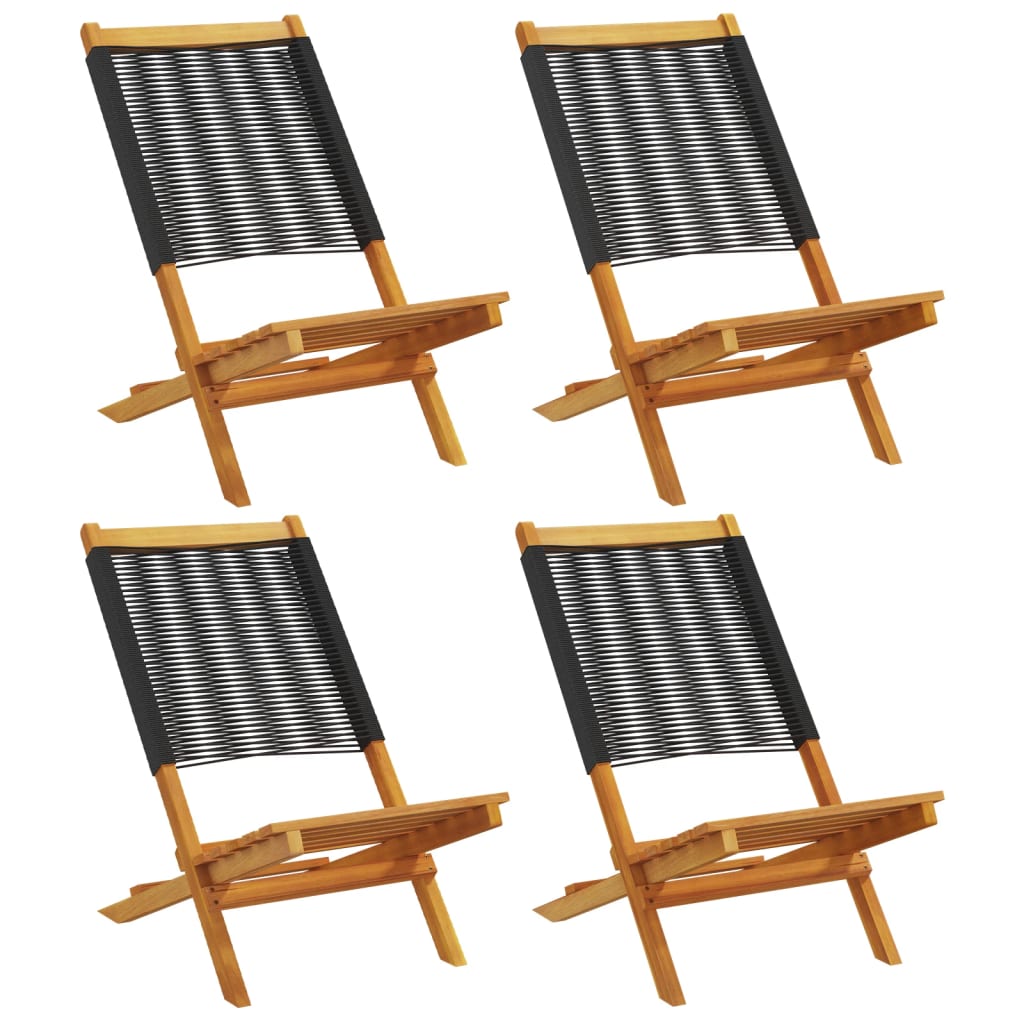 Folding Garden Chairs 4 pcs Black Solid Wood Acacia