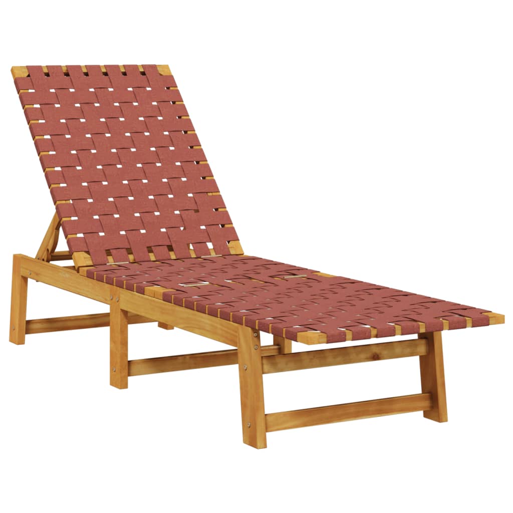 Sun Loungers 2 pcs Red Solid Wood Acacia and Fabric