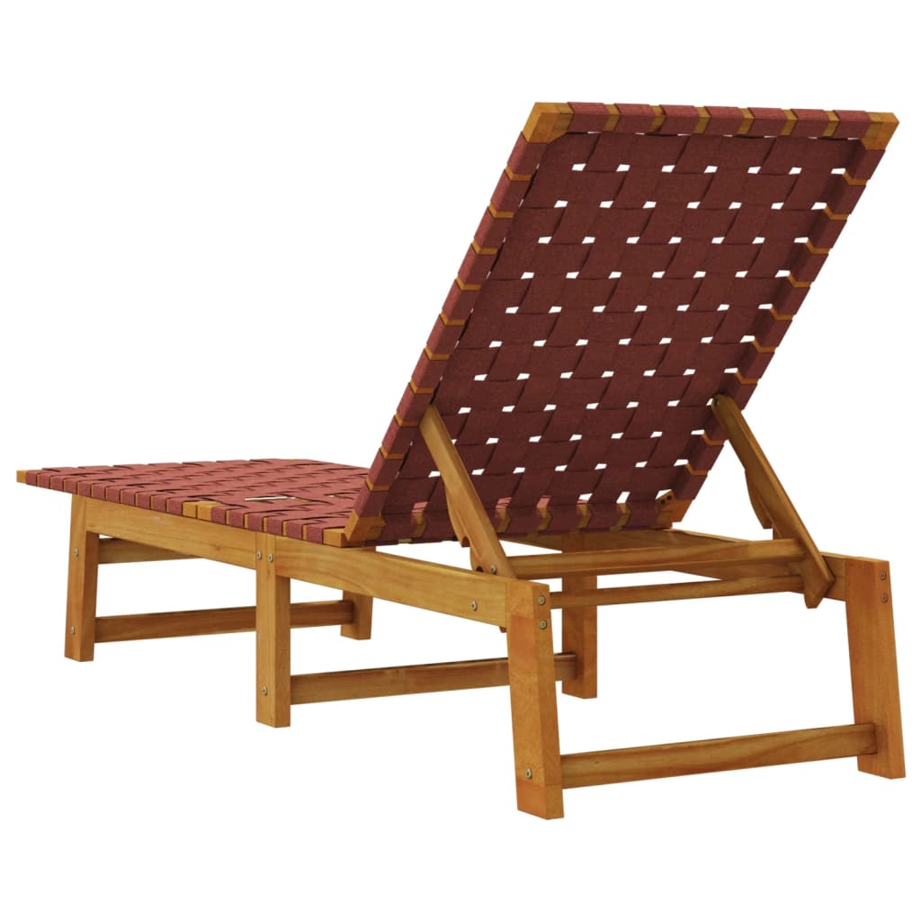 Sun Loungers 2 pcs Red Solid Wood Acacia and Fabric