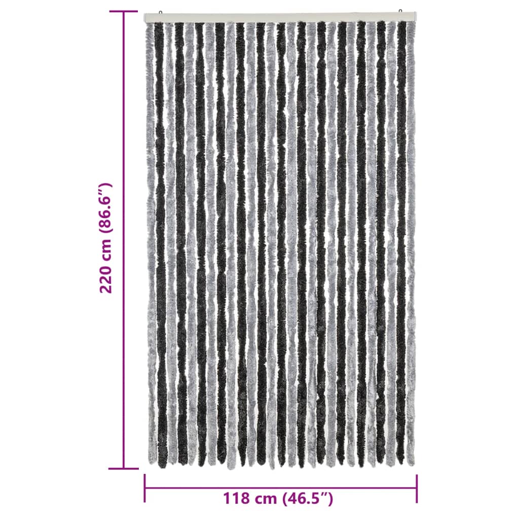 Fly Curtain Grey and Black 118x220 cm Chenille