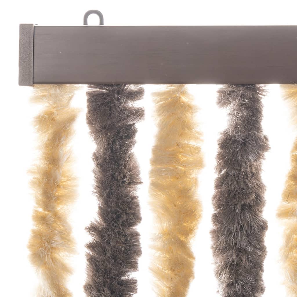 Fly Curtain Dark Brown and Beige 118x220 cm Chenille