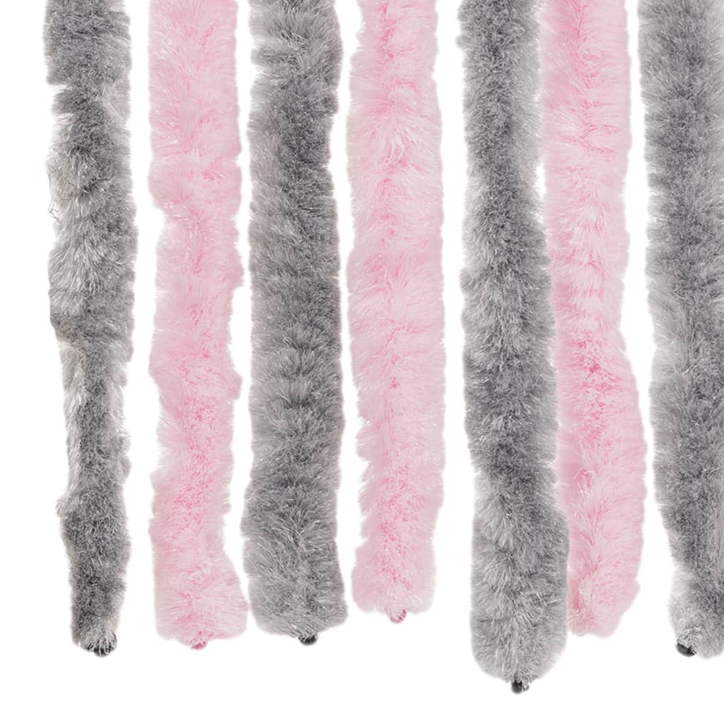 Fly Curtain Silver Grey and Pink 118x220 cm Chenille