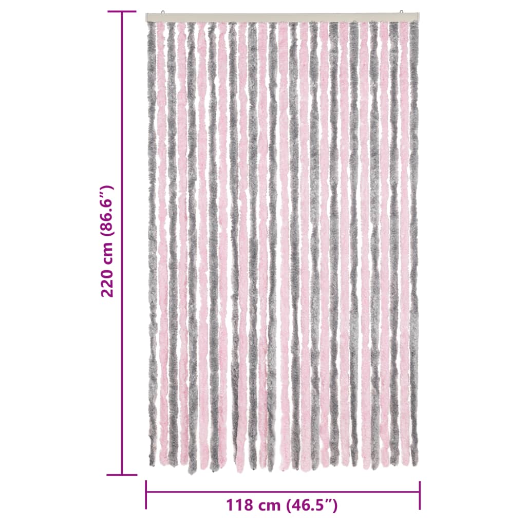 Fly Curtain Silver Grey and Pink 118x220 cm Chenille