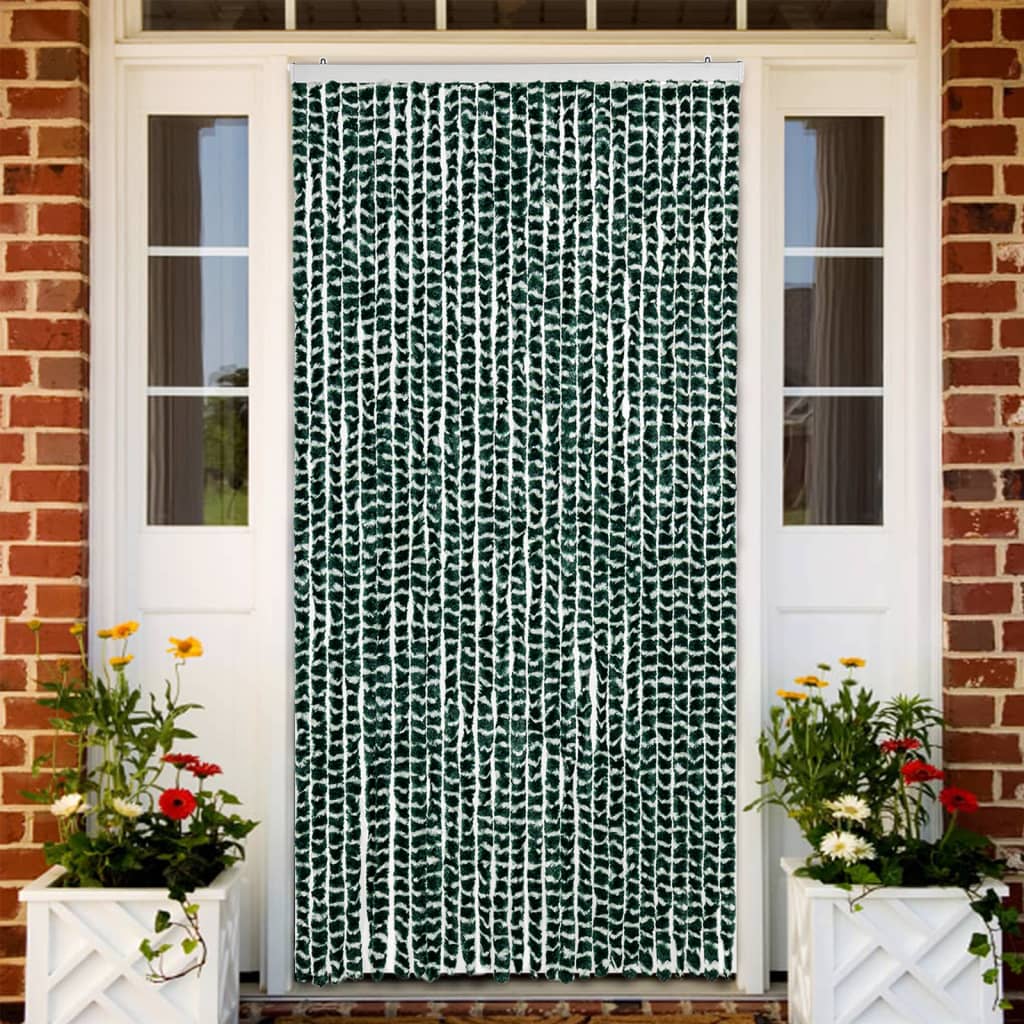 Fly Curtain Green and White 118x220 cm Chenille
