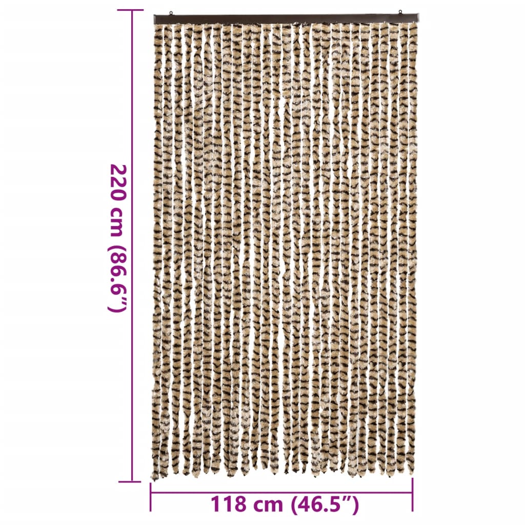 Fly Curtain Beige and Brown 118x220 cm Chenille