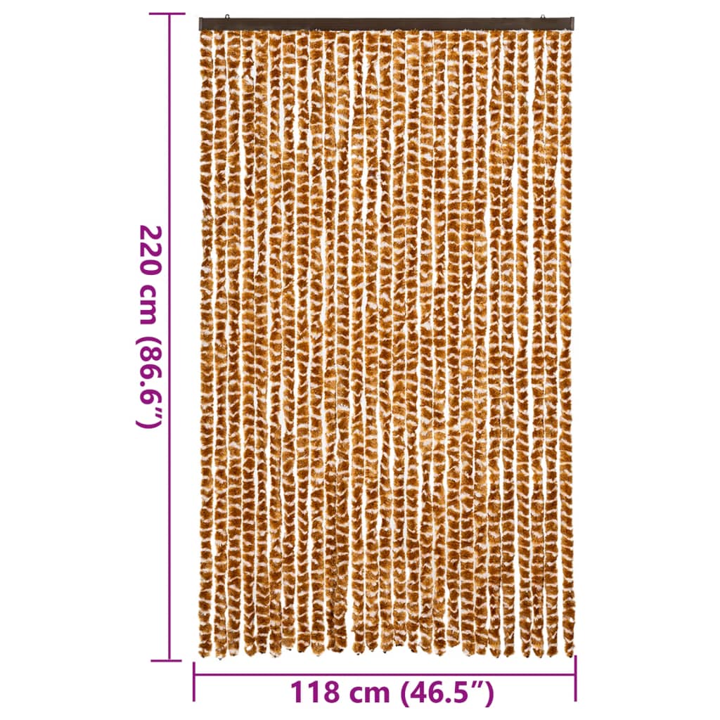 Fly Curtain Ochre and White 118x220 cm Chenille