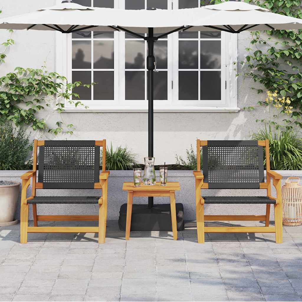 Garden Chairs with Table 3 pcs Black 45 x 45 x 40 cm