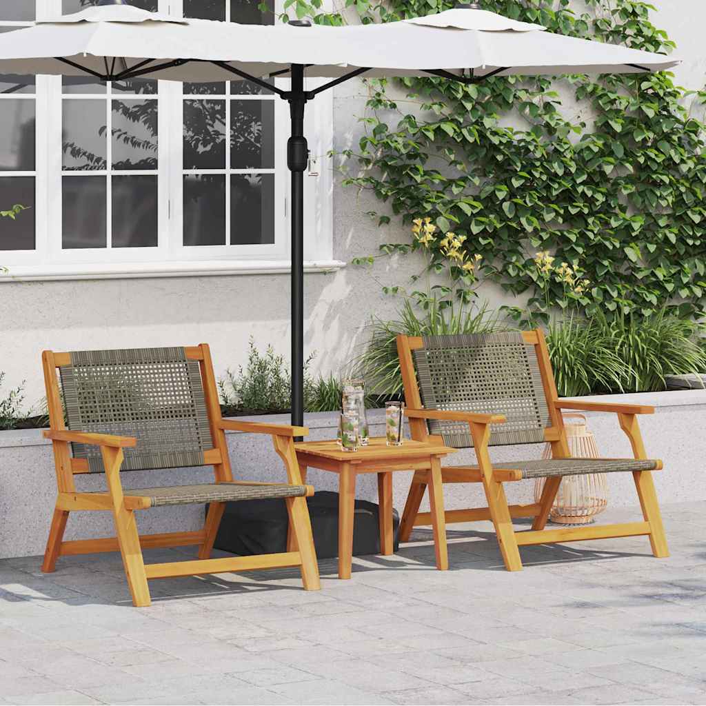 Garden Chairs with Table 3 pcs Grey 45 x 45 x 40 cm
