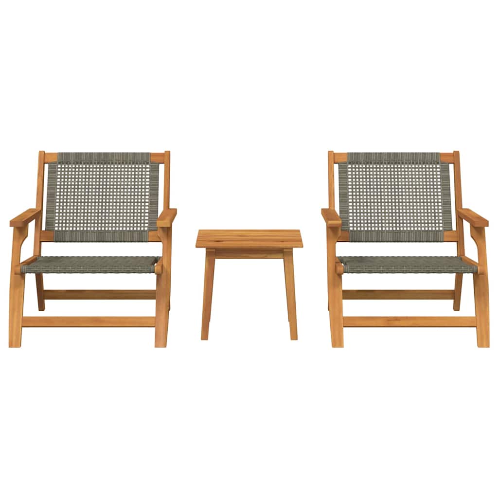Garden Chairs with Table 3 pcs Grey 45 x 45 x 40 cm
