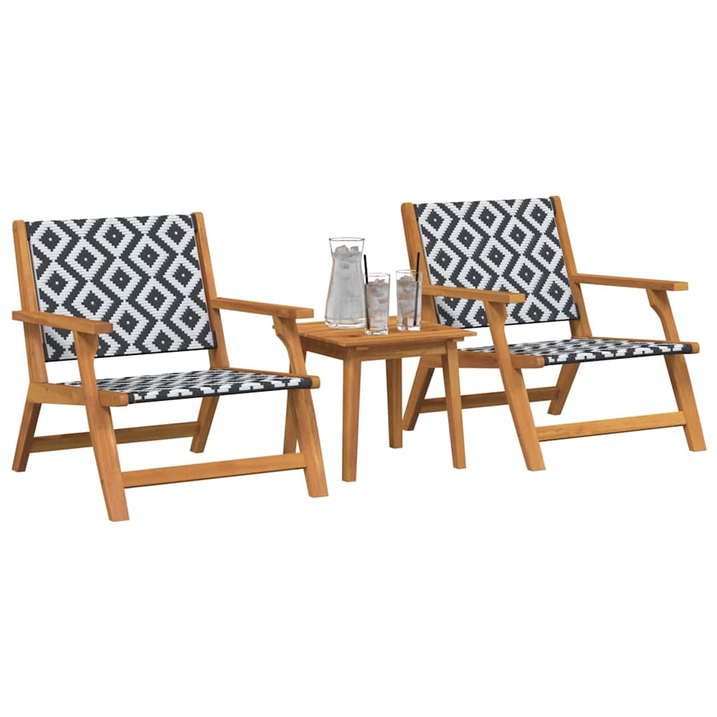Garden Chairs with Table 3 pcs Black 45 x 45 x 40 cm