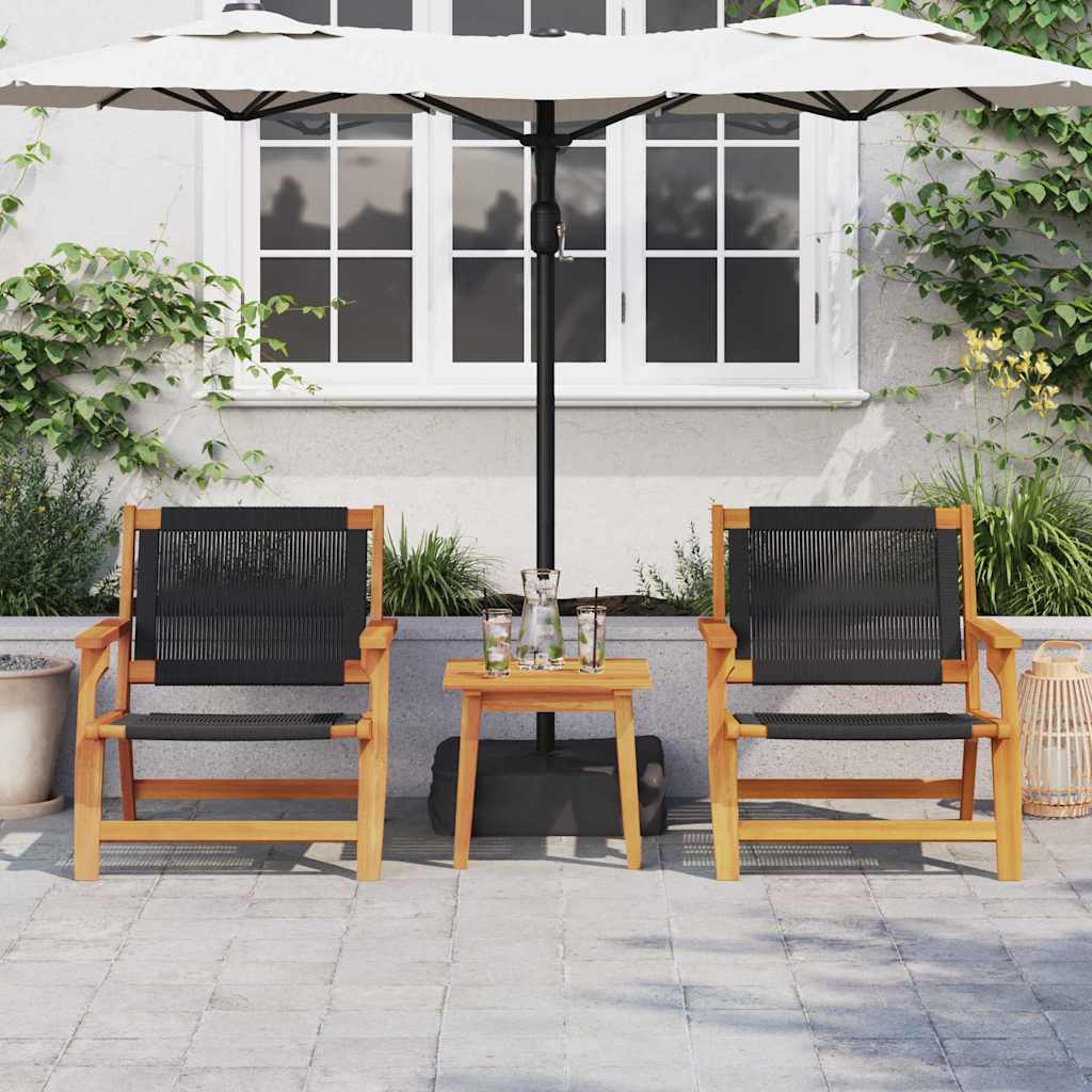 Garden Chairs with Table 3 pcs Black 45 x 45 x 40 cm