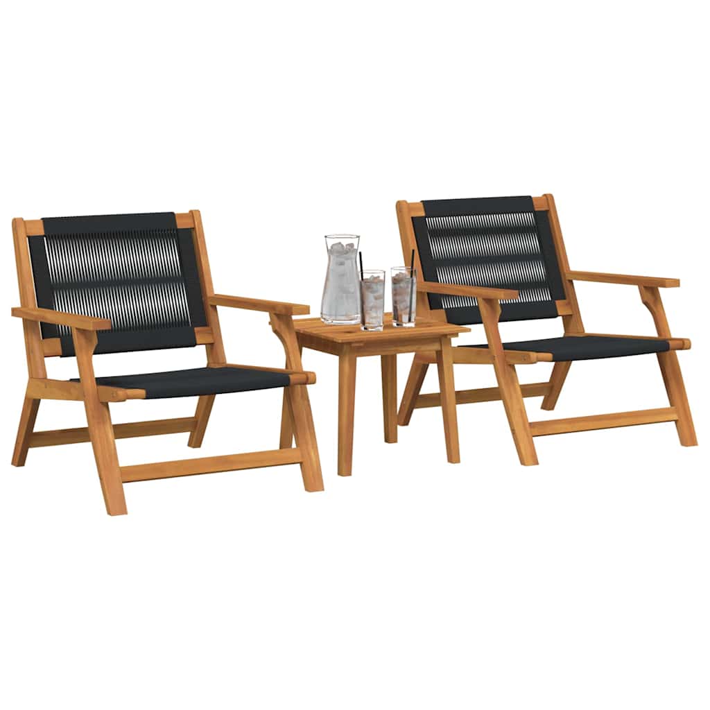 Garden Chairs with Table 3 pcs Black 45 x 45 x 40 cm