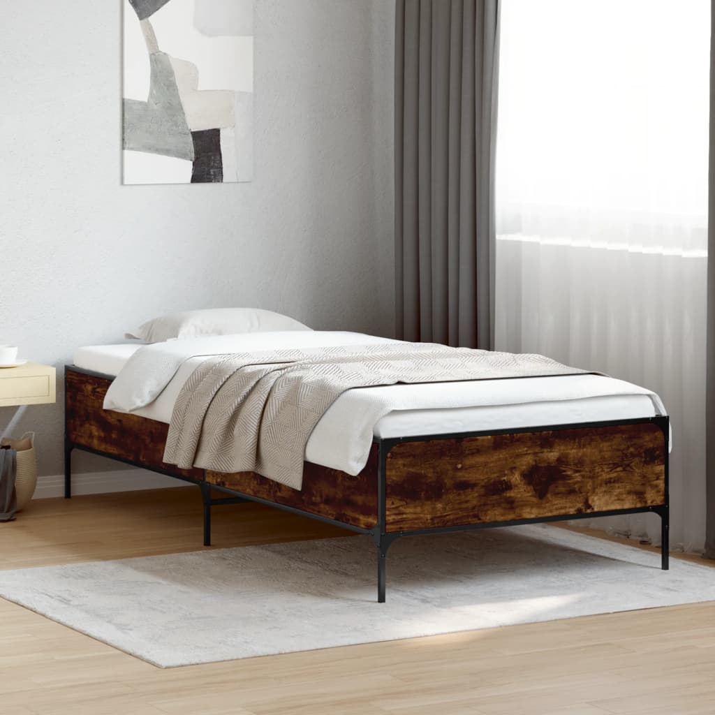 Bed Frame without Mattress Smoked Oak 100x200 cm