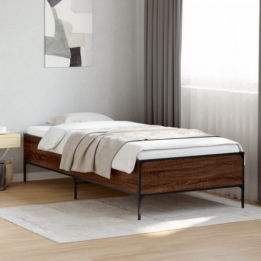 Bed Frame without Mattress Brown Oak 100x200 cm