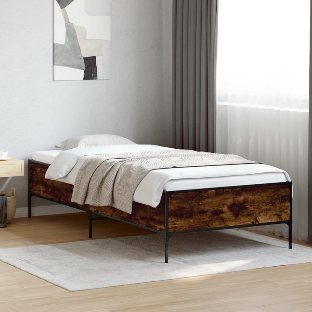 Bed Frame without Mattress Smoked Oak 90x200 cm