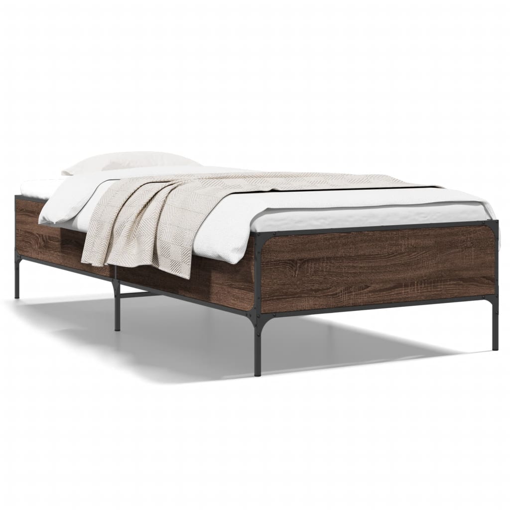 Bed Frame without Mattress Brown Oak 90x200 cm