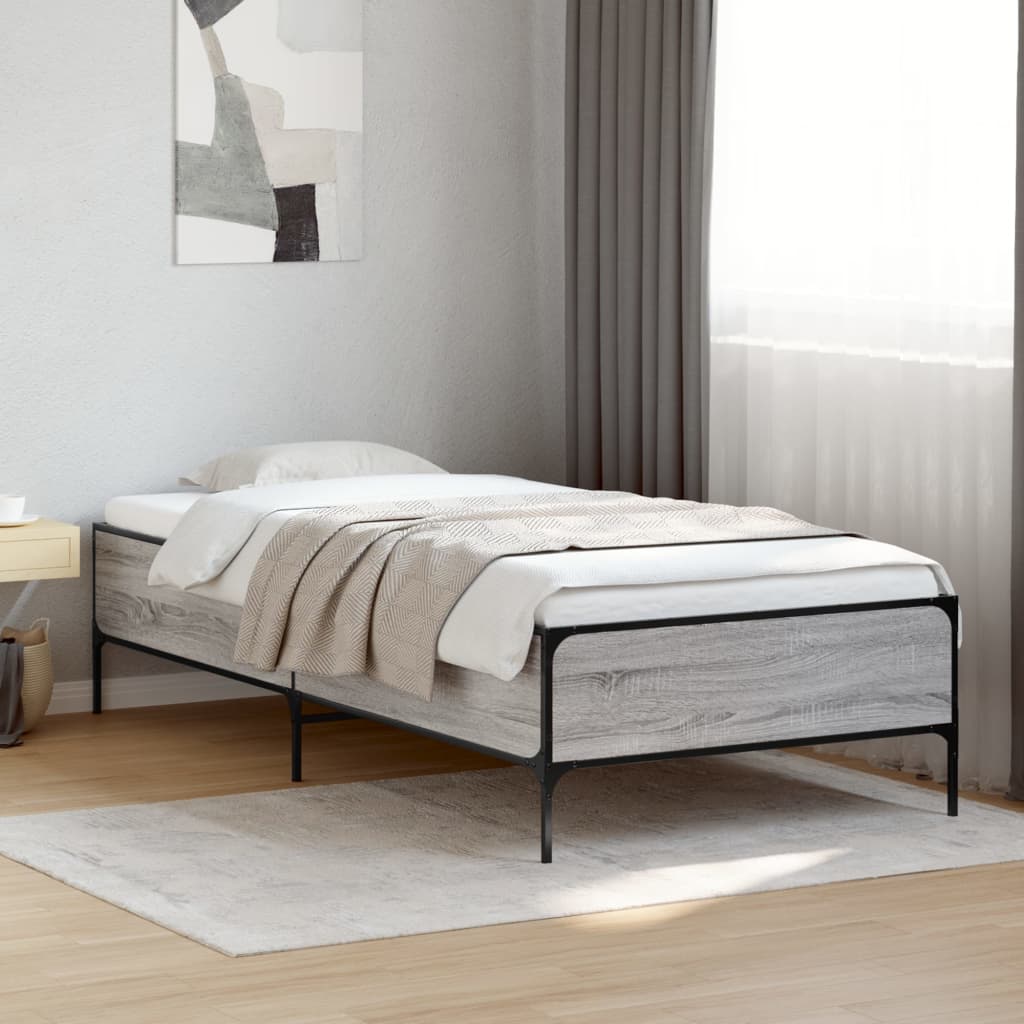 Bed Frame without Mattress Grey Sonoma 90x190 cm Single