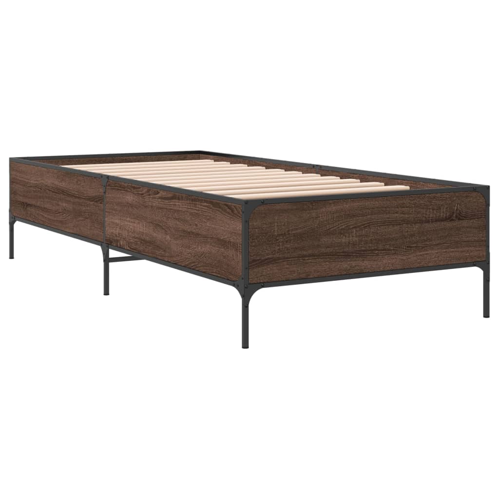 Bed Frame without Mattress Brown Oak 75x190 cm Small Single