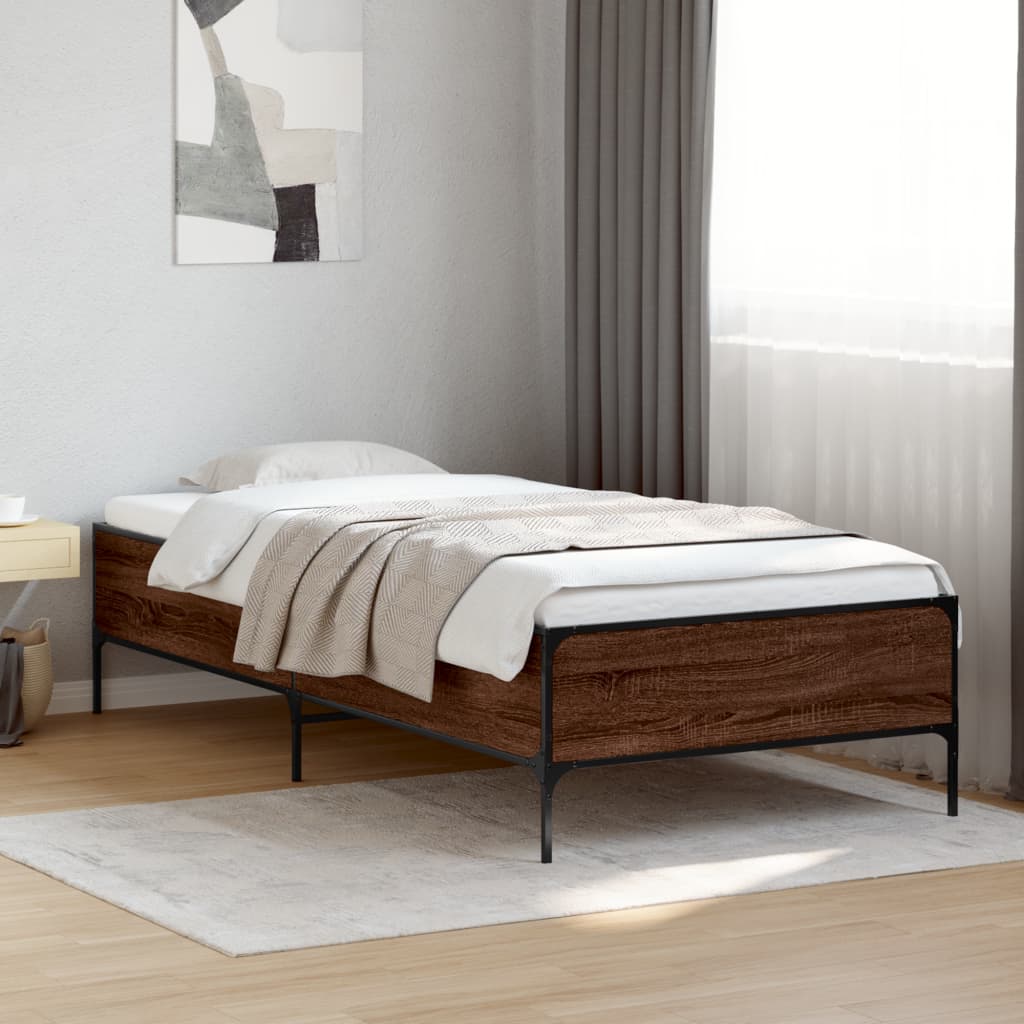 Bed Frame without Mattress Brown Oak 75x190 cm Small Single