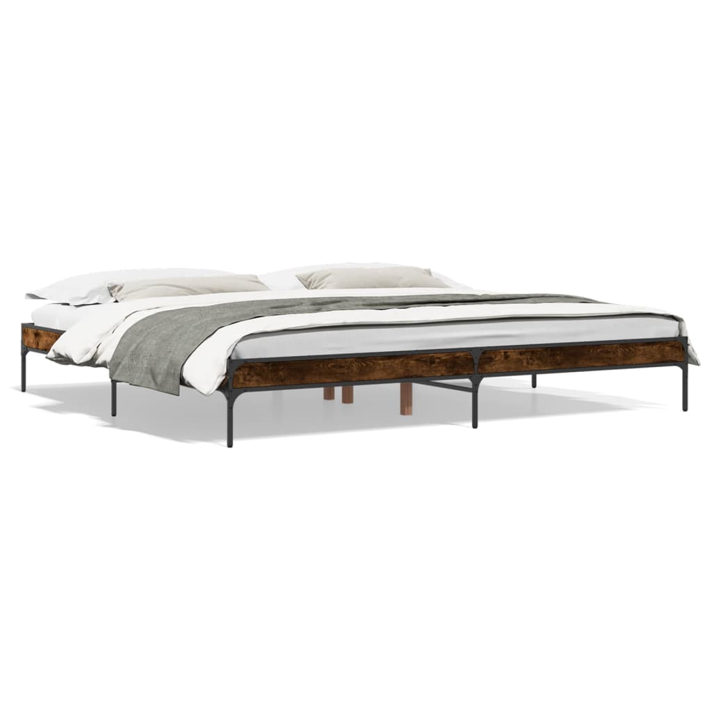 Bed Frame without Mattress Smoked Oak 200x200 cm