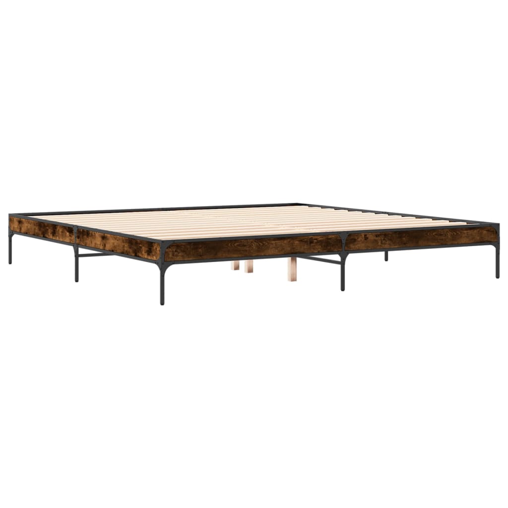 Bed Frame without Mattress Smoked Oak 200x200 cm