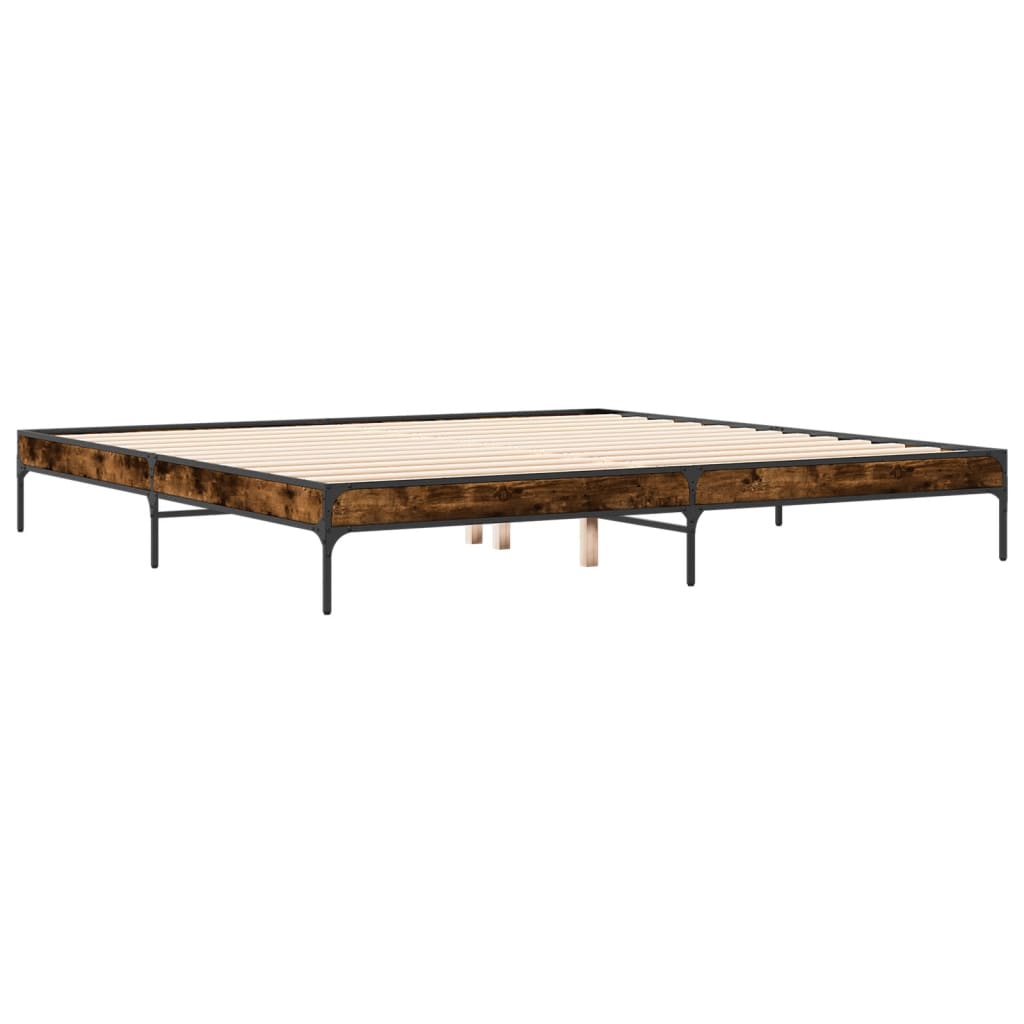 Bed Frame without Mattress Smoked Oak 200x200 cm