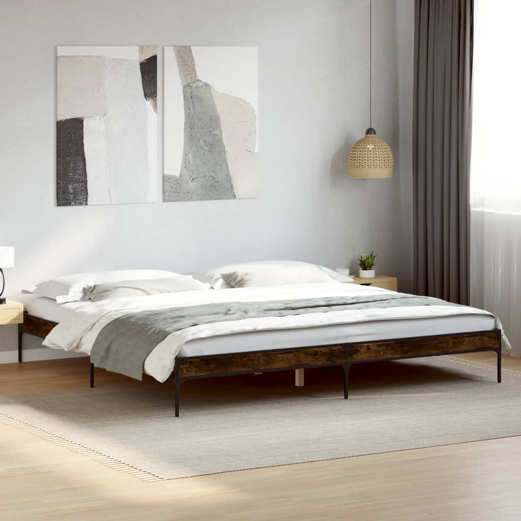 Bed Frame without Mattress Smoked Oak 200x200 cm