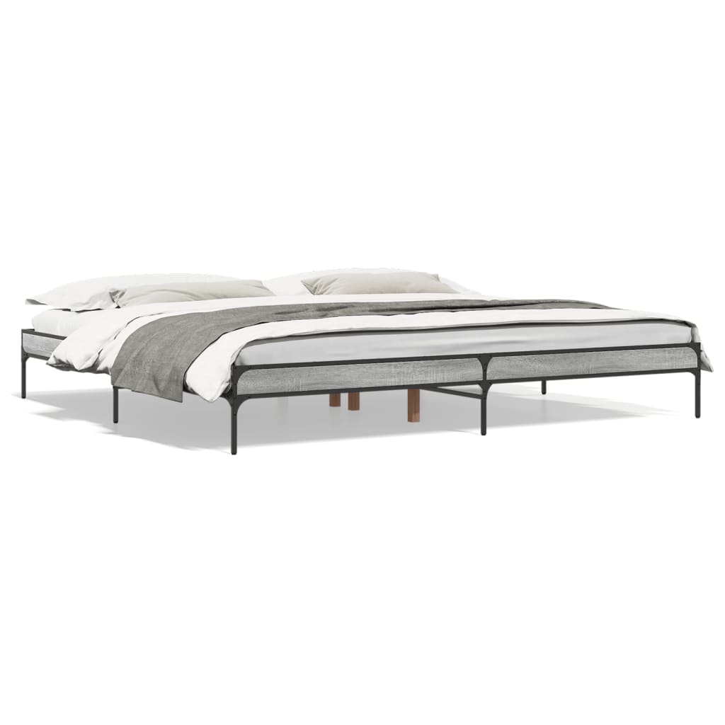 Bed Frame without Mattress Grey Sonoma 200x200 cm
