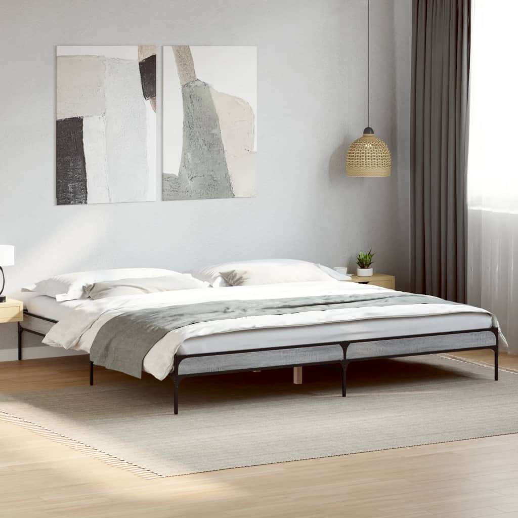 Bed Frame without Mattress Grey Sonoma 200x200 cm