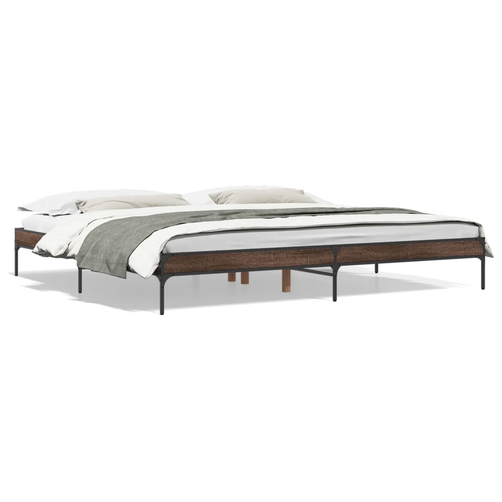 Bed Frame without Mattress Brown Oak 200x200 cm