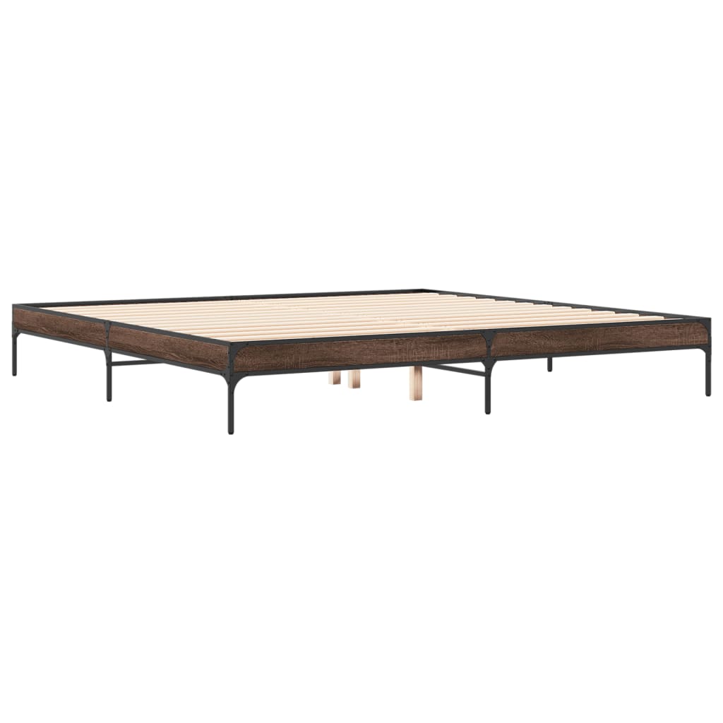 Bed Frame without Mattress Brown Oak 200x200 cm