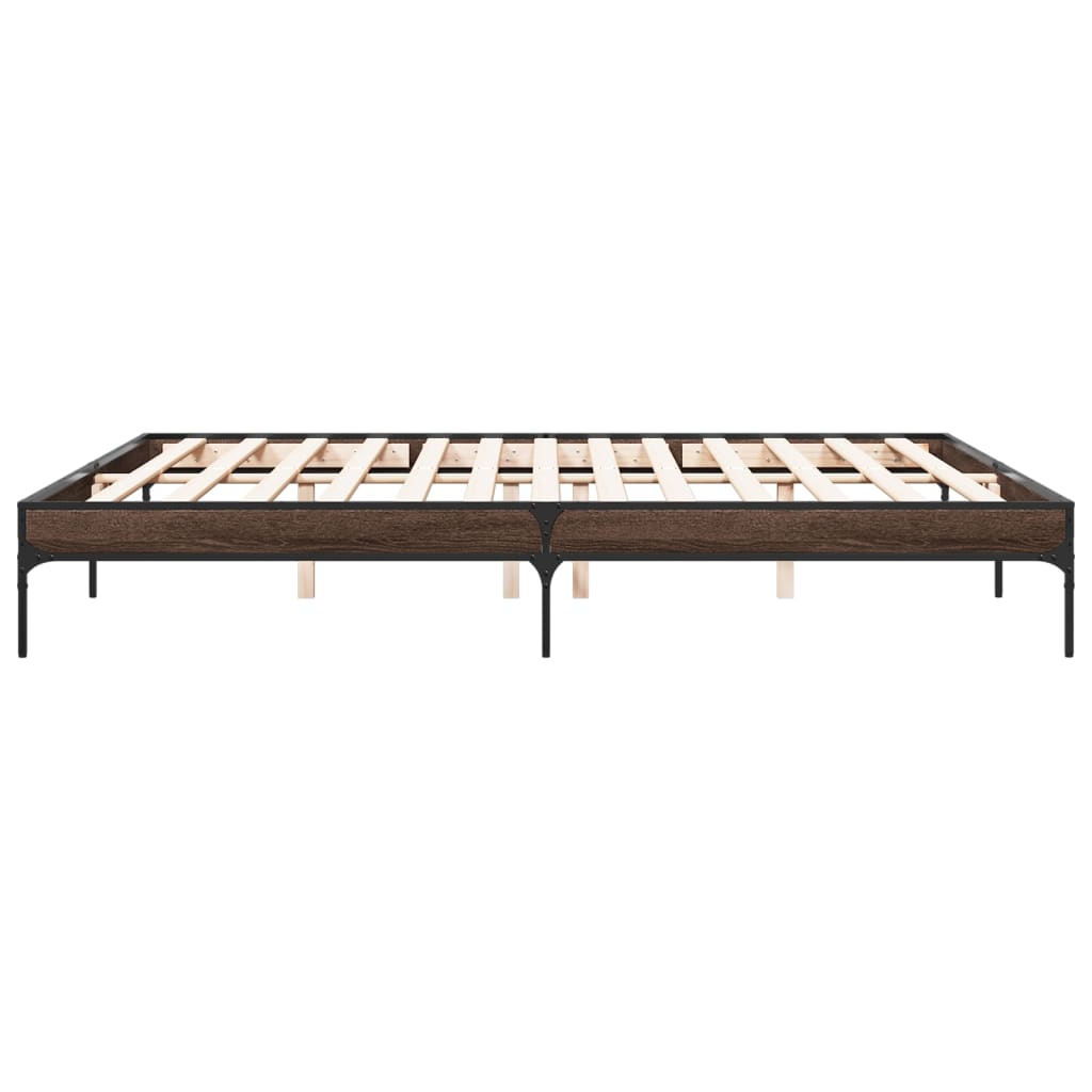 Bed Frame without Mattress Brown Oak 200x200 cm