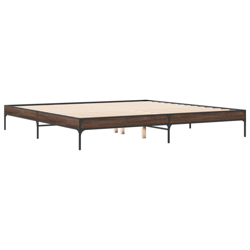 Bed Frame without Mattress Brown Oak 200x200 cm